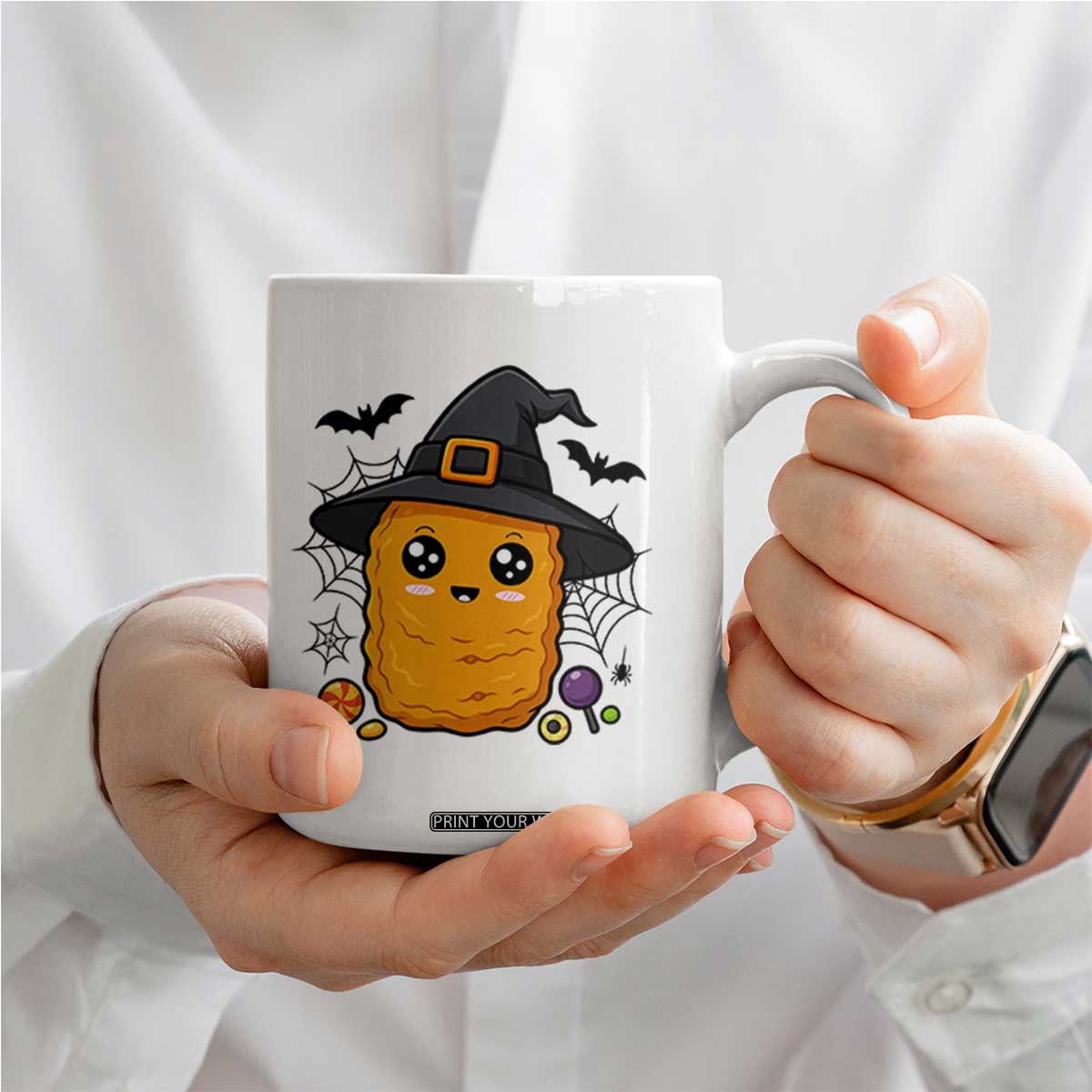 Halloween Nugget With Witch Hat Coffee Mug Funny Food Gift TS12 Print Your Wear