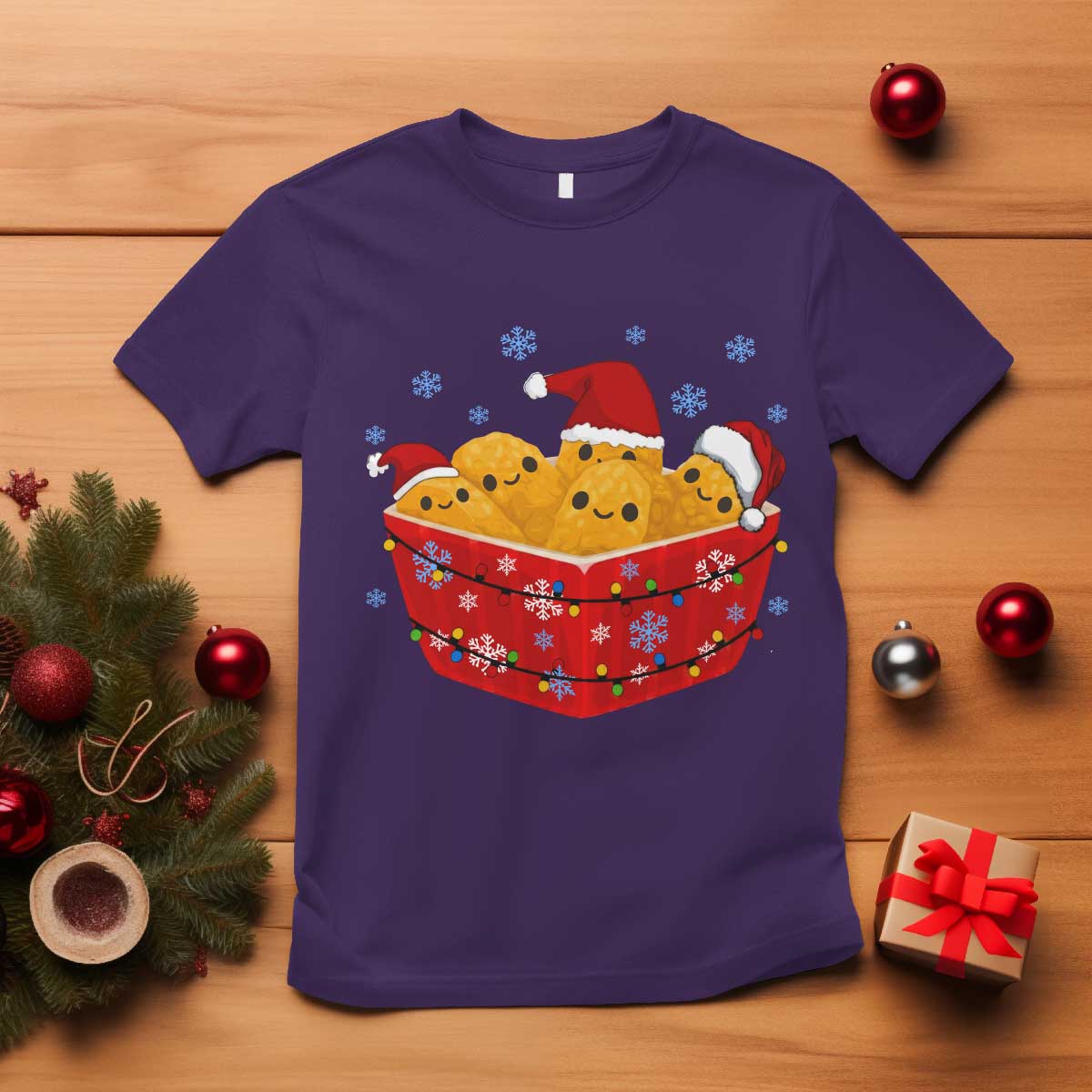 Christmas Chicken Nuggets T Shirt Funny Food Lover Gift TS12 Purple Print Your Wear