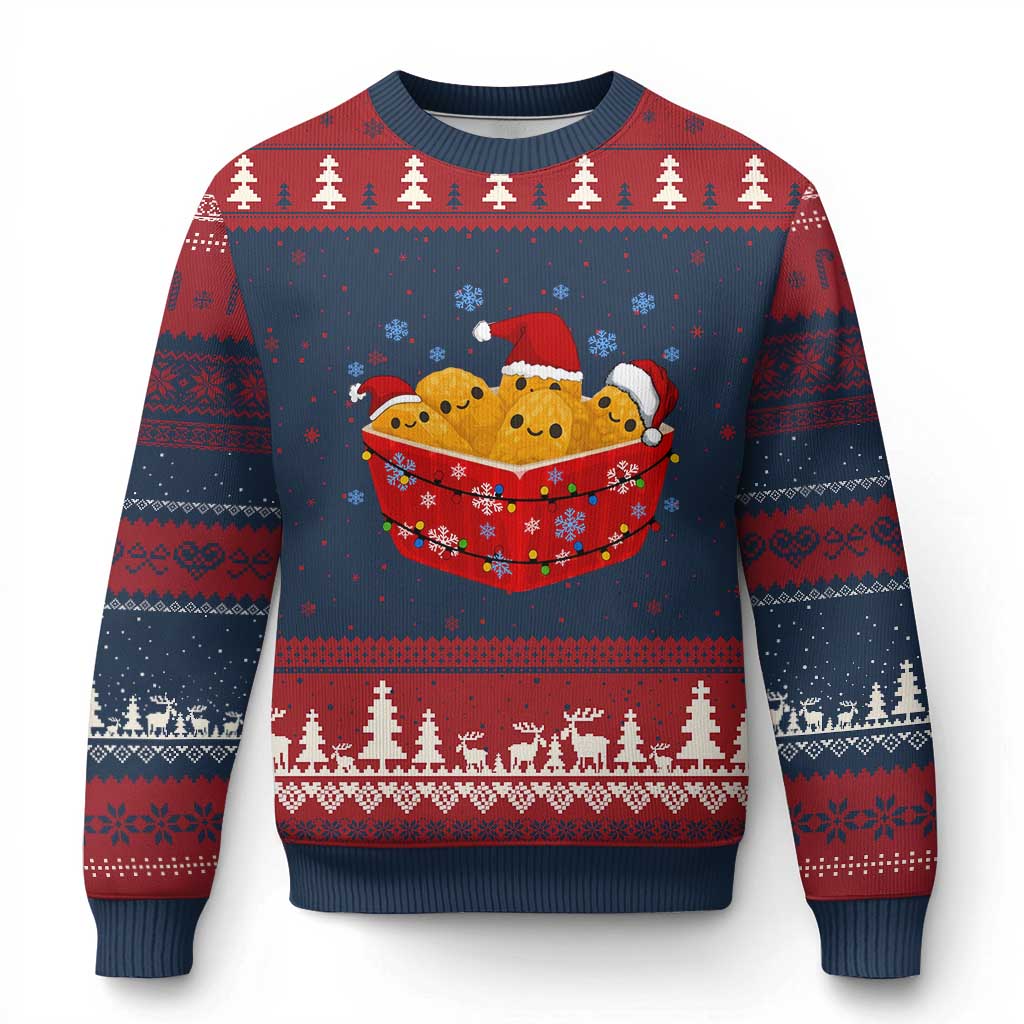Christmas Chicken Nuggets Ugly Christmas Sweater Funny Food Lover Gift TS12 Navy Red Print Your Wear