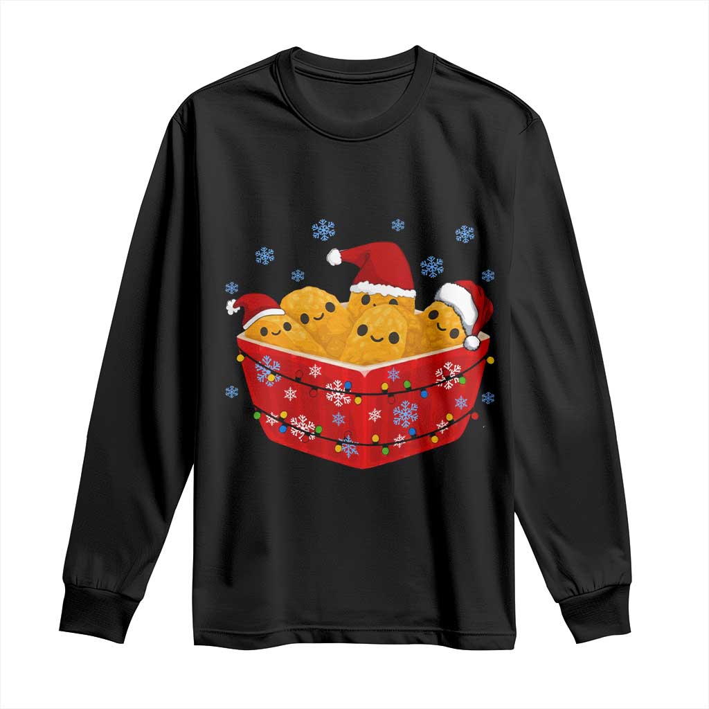 Christmas Chicken Nuggets Long Sleeve Shirt Funny Food Lover Gift TS12 Black Print Your Wear