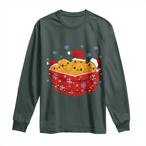 Christmas Chicken Nuggets Long Sleeve Shirt Funny Food Lover Gift TS12 Dark Forest Green Print Your Wear