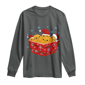 Christmas Chicken Nuggets Long Sleeve Shirt Funny Food Lover Gift TS12 Dark Heather Print Your Wear