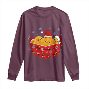 Christmas Chicken Nuggets Long Sleeve Shirt Funny Food Lover Gift TS12 Maroon Print Your Wear