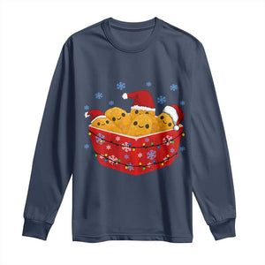 Christmas Chicken Nuggets Long Sleeve Shirt Funny Food Lover Gift TS12 Navy Print Your Wear