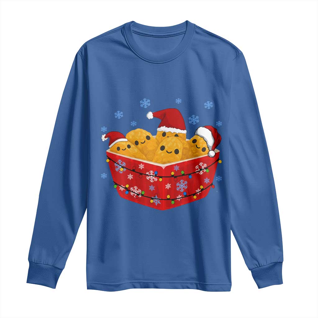 Christmas Chicken Nuggets Long Sleeve Shirt Funny Food Lover Gift TS12 Royal Blue Print Your Wear