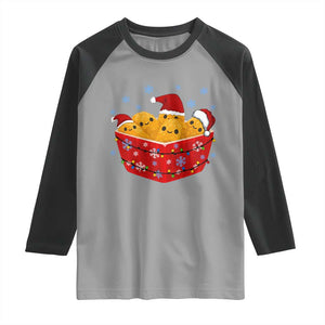 Christmas Chicken Nuggets Raglan Shirt Funny Food Lover Gift TS12 Sport Gray Black Print Your Wear