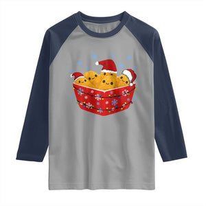 Christmas Chicken Nuggets Raglan Shirt Funny Food Lover Gift TS12 Sport Gray Navy Print Your Wear