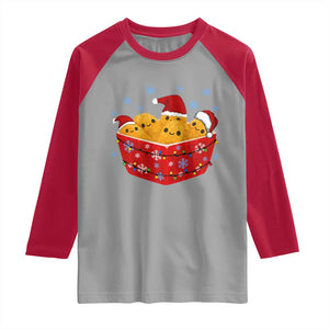 Christmas Chicken Nuggets Raglan Shirt Funny Food Lover Gift TS12 Sport Gray Red Print Your Wear