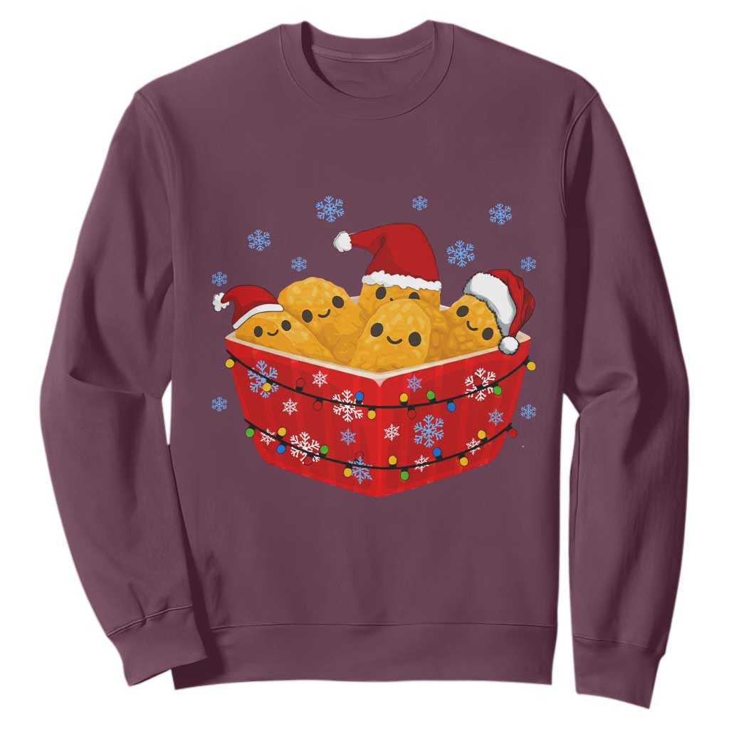Christmas Chicken Nuggets Sweatshirt Funny Food Lover Gift TS12 Maroon Print Your Wear