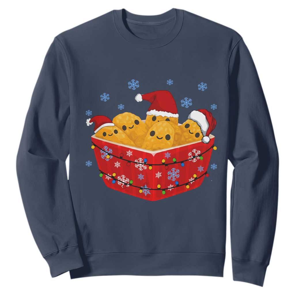 Christmas Chicken Nuggets Sweatshirt Funny Food Lover Gift TS12 Navy Print Your Wear