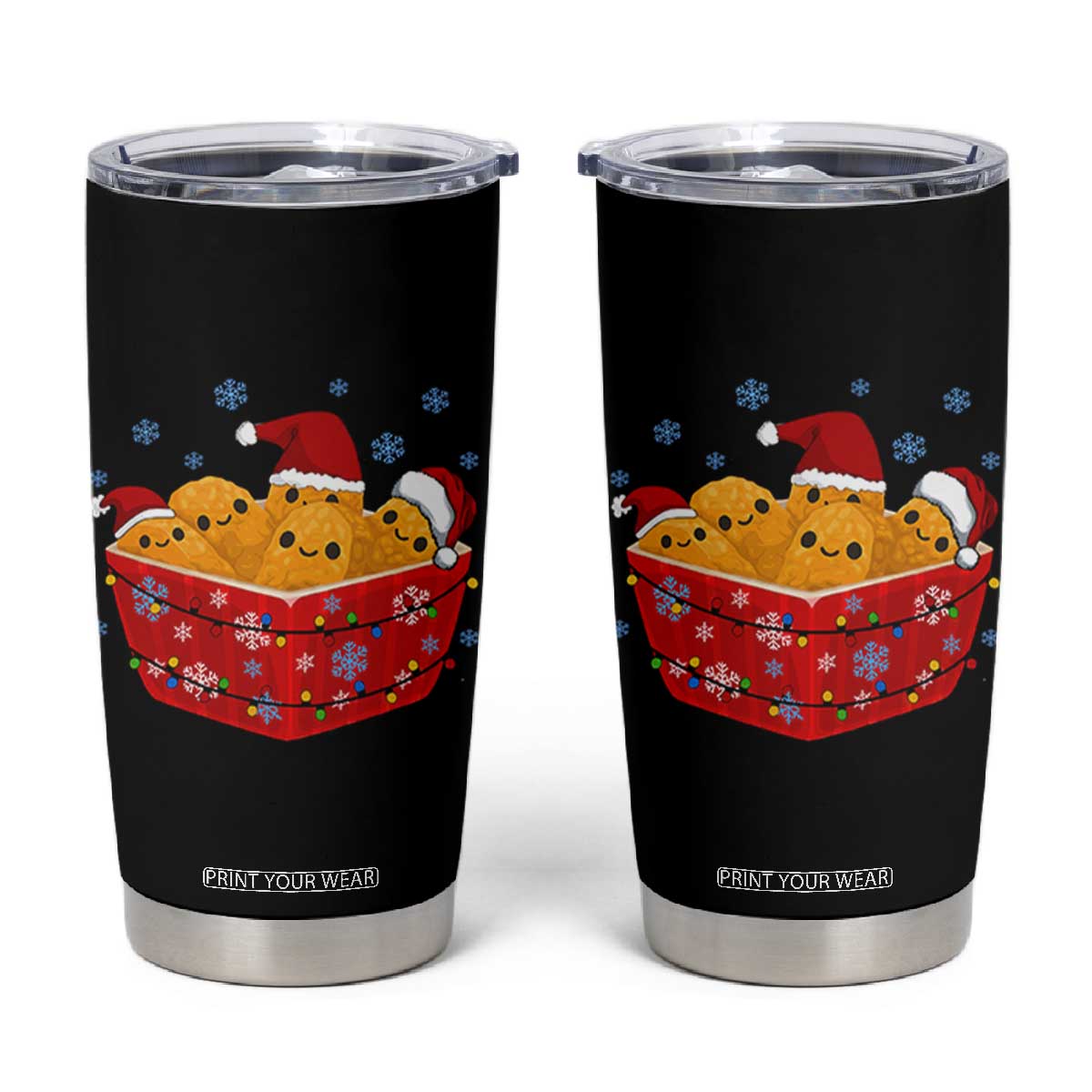 Christmas Chicken Nuggets Tumbler Cup Funny Food Lover Gift TS12 Black Print Your Wear