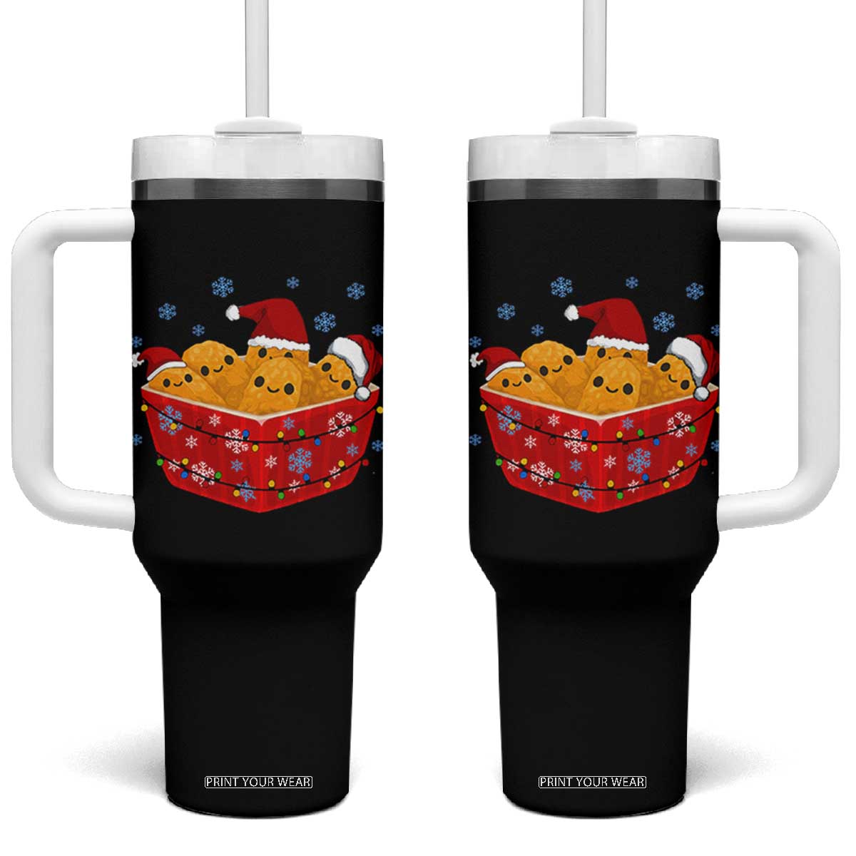 Christmas Chicken Nuggets Tumbler With Handle Funny Food Lover Gift TS12 One Size: 40 oz Black Print Your Wear