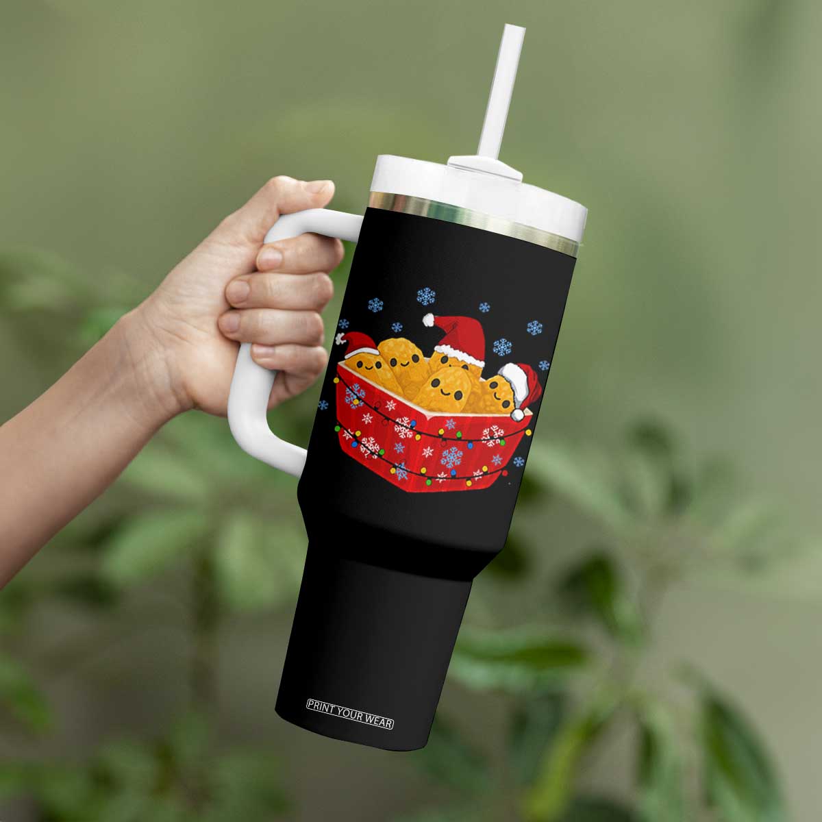 Christmas Chicken Nuggets Tumbler With Handle Funny Food Lover Gift TS12 Print Your Wear