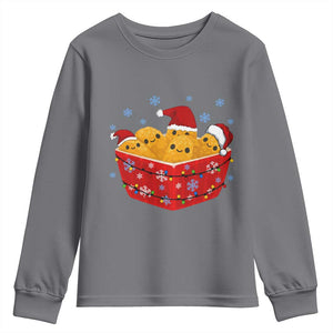 Christmas Chicken Nuggets Youth Sweatshirt Funny Food Lover Gift TS12 Charcoal Print Your Wear
