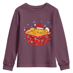 Christmas Chicken Nuggets Youth Sweatshirt Funny Food Lover Gift TS12 Maroon Print Your Wear