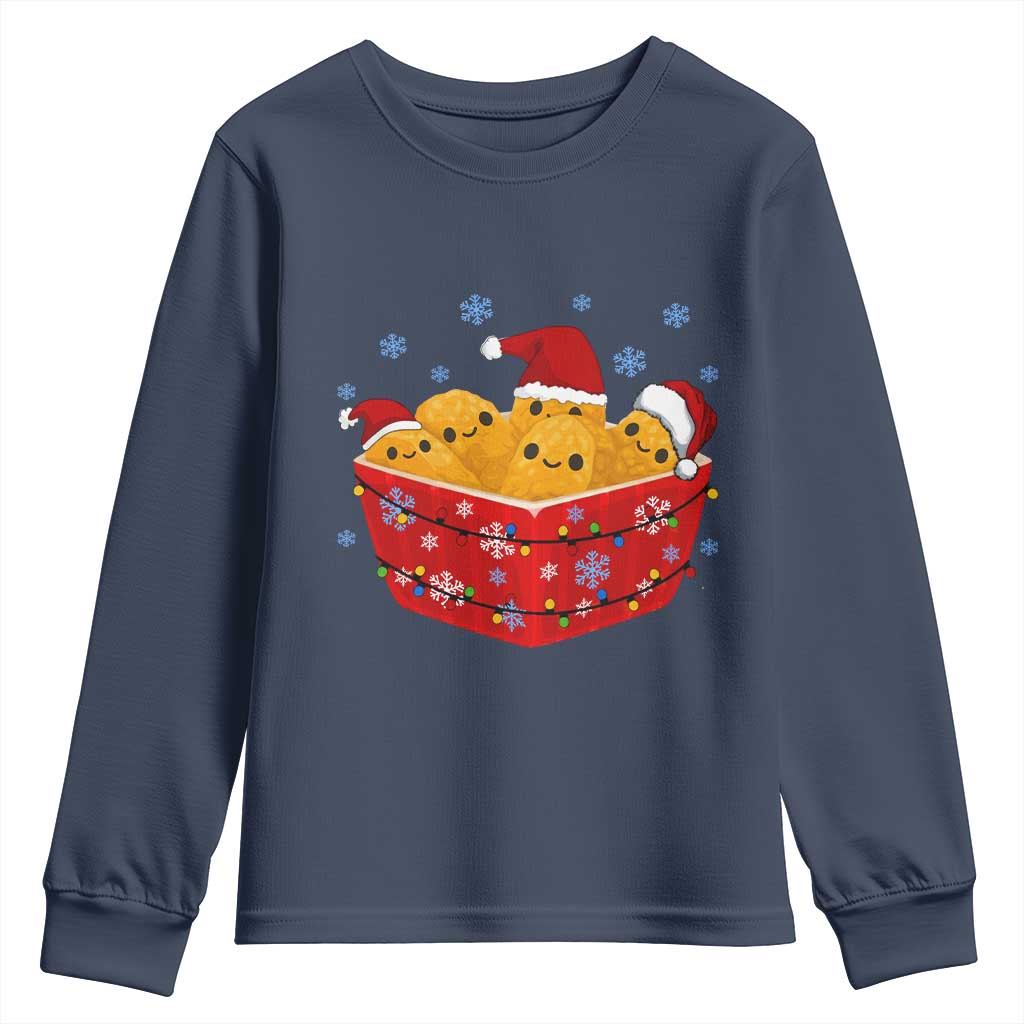 Christmas Chicken Nuggets Youth Sweatshirt Funny Food Lover Gift TS12 Navy Print Your Wear