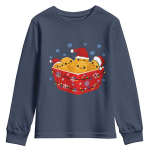 Christmas Chicken Nuggets Youth Sweatshirt Funny Food Lover Gift TS12 Navy Print Your Wear