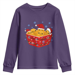 Christmas Chicken Nuggets Youth Sweatshirt Funny Food Lover Gift TS12 Purple Print Your Wear