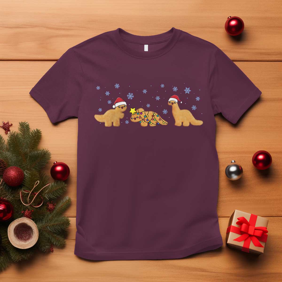 Chicken Nugget Lover T Shirt Christmas Holiday Gift TS12 Maroon Print Your Wear