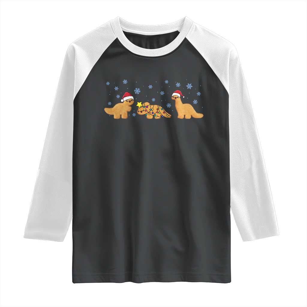 Chicken Nugget Lover Raglan Shirt Christmas Holiday Gift TS12 Black White Print Your Wear