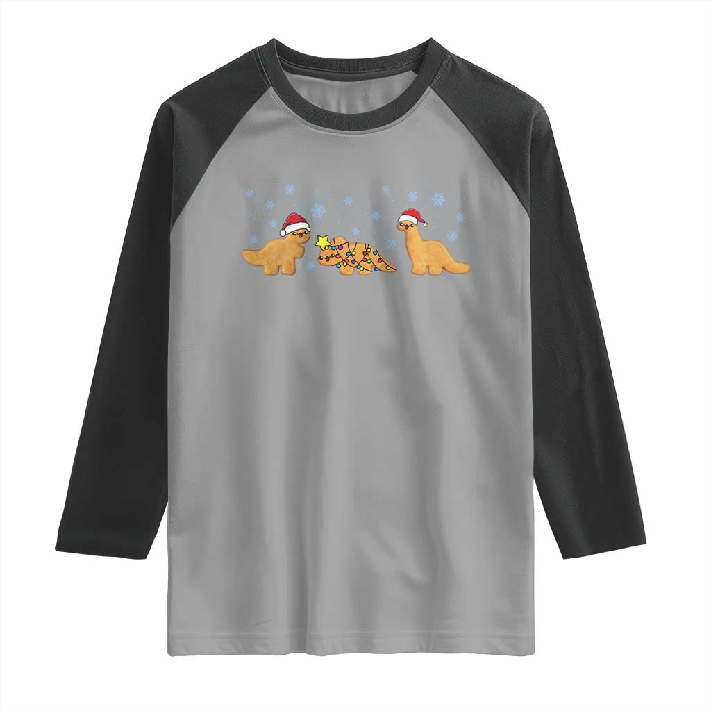 Chicken Nugget Lover Raglan Shirt Christmas Holiday Gift TS12 Sport Gray Black Print Your Wear