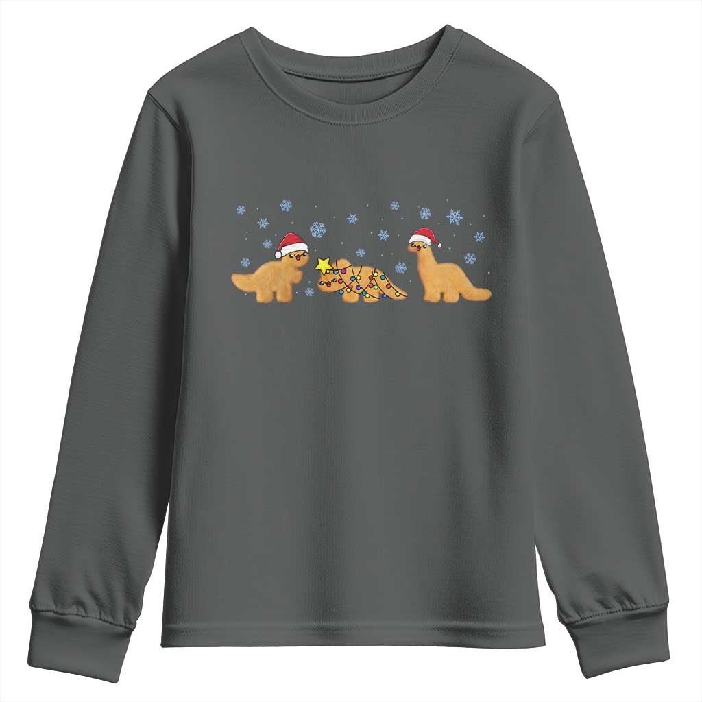 Chicken Nugget Lover Youth Sweatshirt Christmas Holiday Gift TS12 Dark Heather Print Your Wear