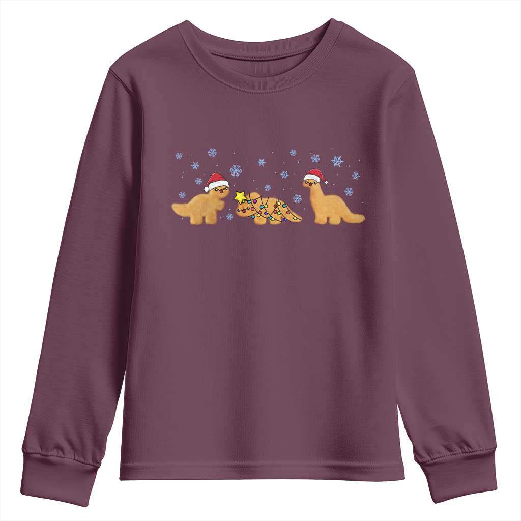 Chicken Nugget Lover Youth Sweatshirt Christmas Holiday Gift TS12 Maroon Print Your Wear