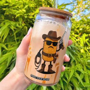 Cowboy Chicken Nugget Glass Can Funny Food Gift TS12 White Print Your Wear