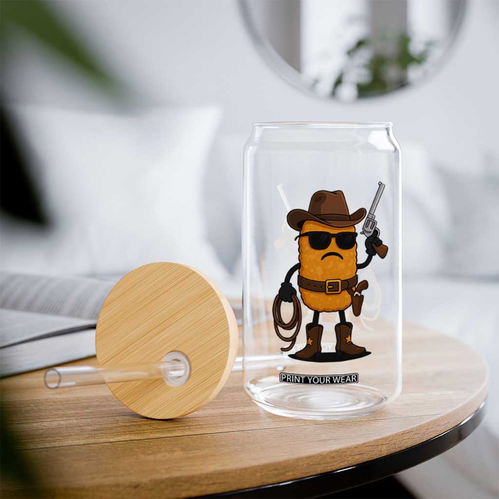 Cowboy Chicken Nugget Glass Can Funny Food Gift TS12 Print Your Wear