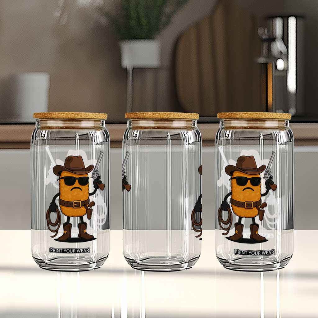 Cowboy Chicken Nugget Glass Can Funny Food Gift TS12 Print Your Wear