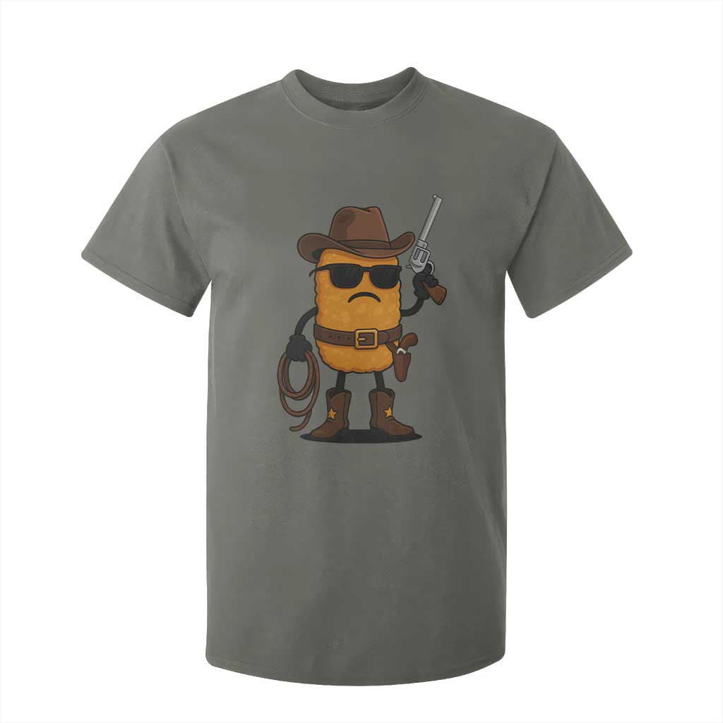 Cowboy Chicken Nugget T Shirt For Kid Funny Food Gift TS12 Military Green Print Your Wear