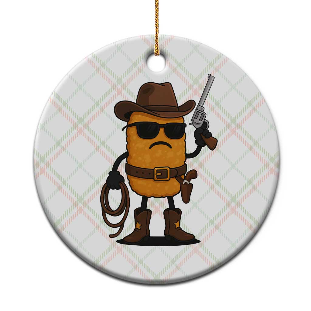 Cowboy Chicken Nugget Ceramic Ornament Funny Food Gift TS12 1pc Christmas Plaid Print Your Wear