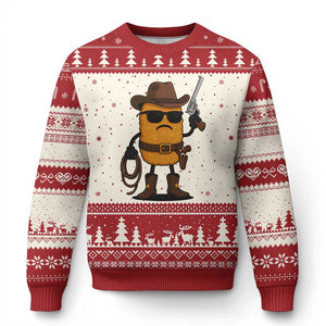 Cowboy Chicken Nugget Ugly Christmas Sweater Funny Food Gift TS12 Beige Red Print Your Wear