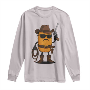 Cowboy Chicken Nugget Long Sleeve Shirt Funny Food Gift TS12 Ice Gray Print Your Wear