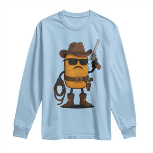 Cowboy Chicken Nugget Long Sleeve Shirt Funny Food Gift TS12 Light Blue Print Your Wear