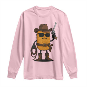 Cowboy Chicken Nugget Long Sleeve Shirt Funny Food Gift TS12 Light Pink Print Your Wear