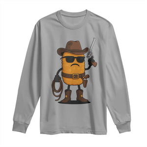 Cowboy Chicken Nugget Long Sleeve Shirt Funny Food Gift TS12 Sport Gray Print Your Wear