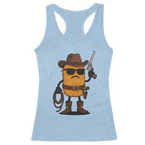 Cowboy Chicken Nugget Racerback Tank Top Funny Food Gift TS12 Light Blue Print Your Wear