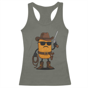 Cowboy Chicken Nugget Racerback Tank Top Funny Food Gift TS12 Military Green Print Your Wear