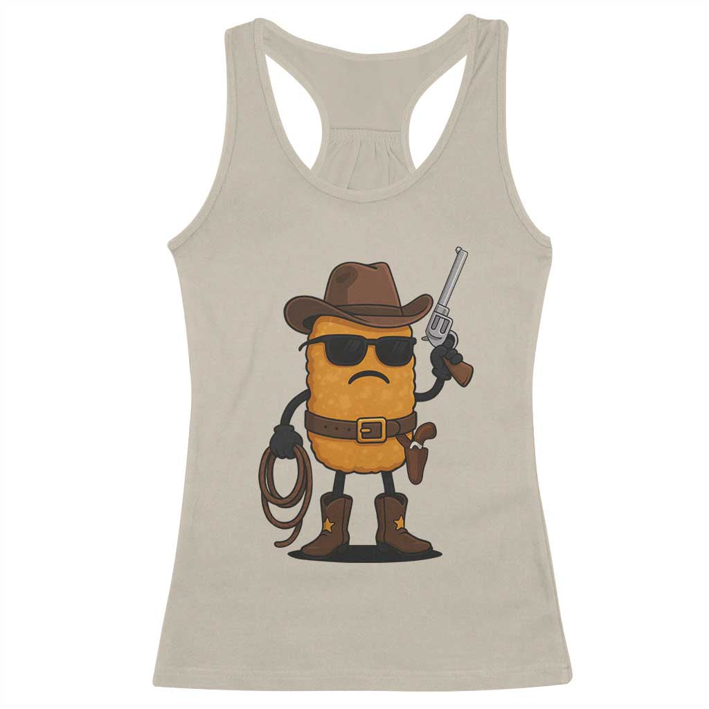 Cowboy Chicken Nugget Racerback Tank Top Funny Food Gift TS12 Sand Print Your Wear