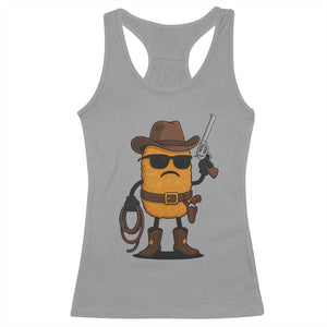 Cowboy Chicken Nugget Racerback Tank Top Funny Food Gift TS12 Sport Gray Print Your Wear