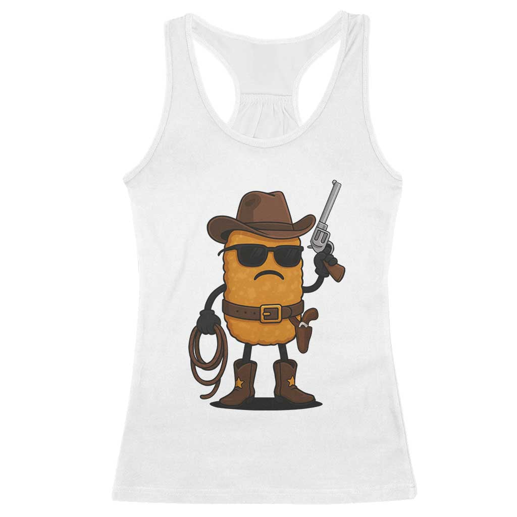 Cowboy Chicken Nugget Racerback Tank Top Funny Food Gift TS12 White Print Your Wear