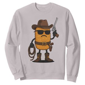 Cowboy Chicken Nugget Sweatshirt Funny Food Gift TS12 Ice Gray Print Your Wear