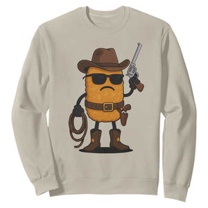 Cowboy Chicken Nugget Sweatshirt Funny Food Gift TS12 Sand Print Your Wear