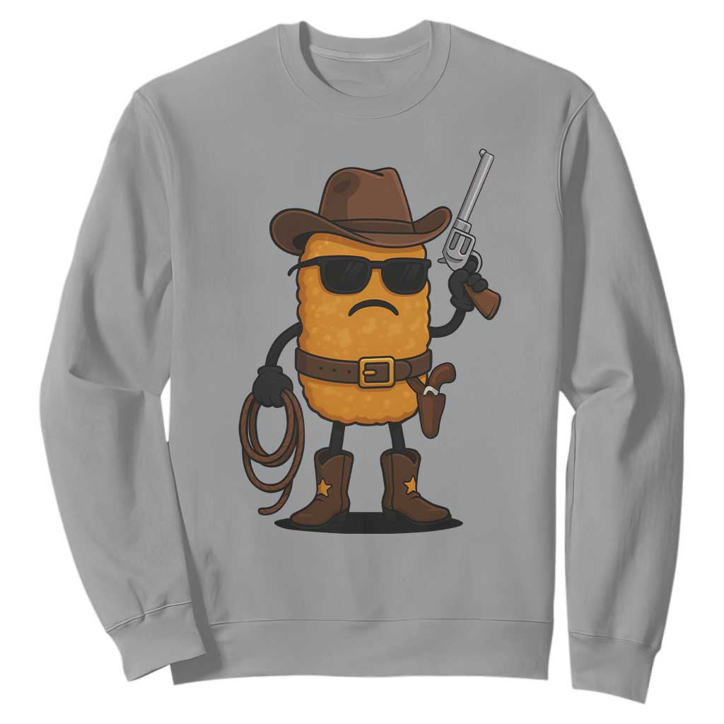Cowboy Chicken Nugget Sweatshirt Funny Food Gift TS12 Sport Gray Print Your Wear