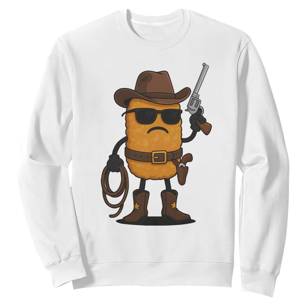 Cowboy Chicken Nugget Sweatshirt Funny Food Gift TS12 White Print Your Wear