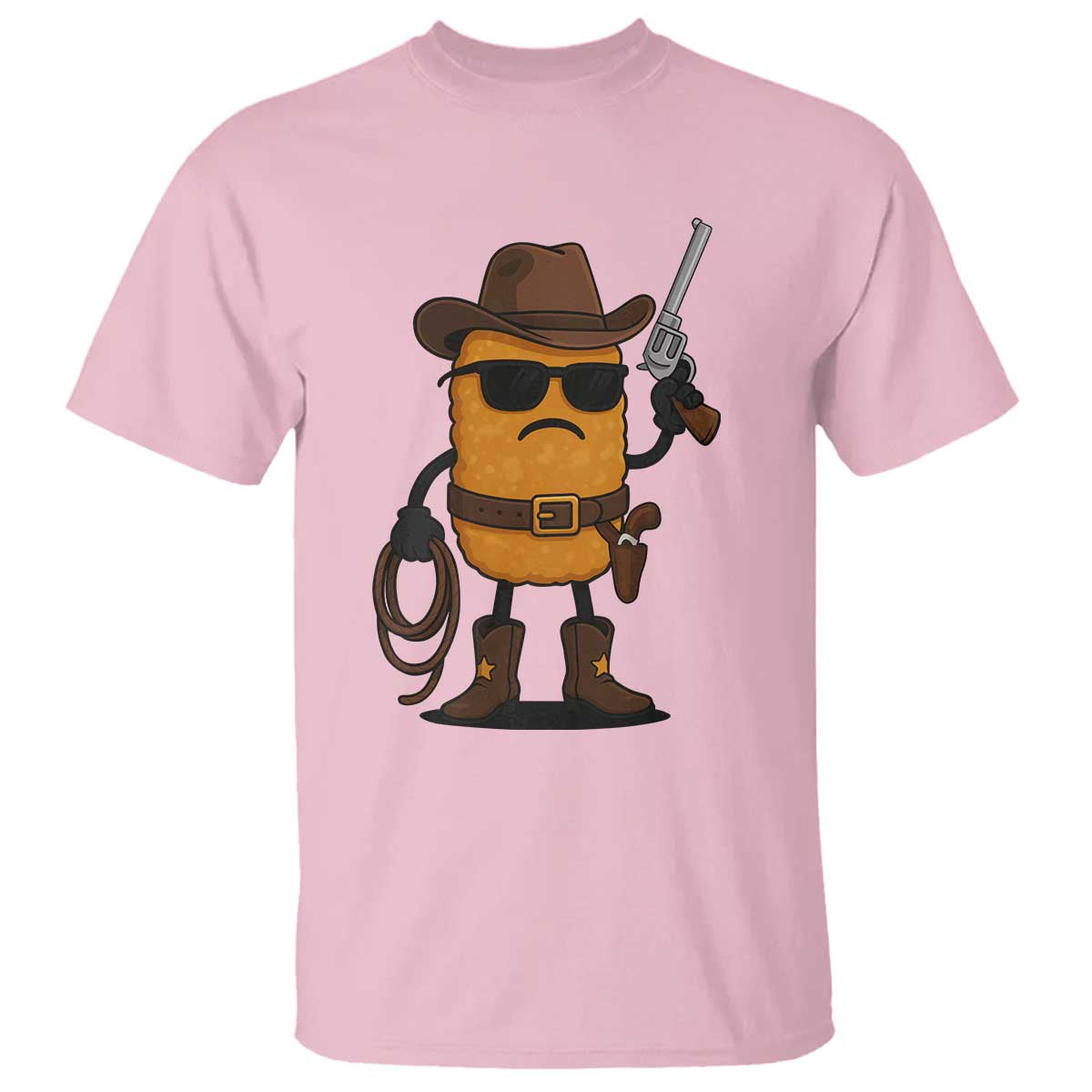 Cowboy Chicken Nugget T Shirt Funny Food Gift TS12 Light Pink Print Your Wear