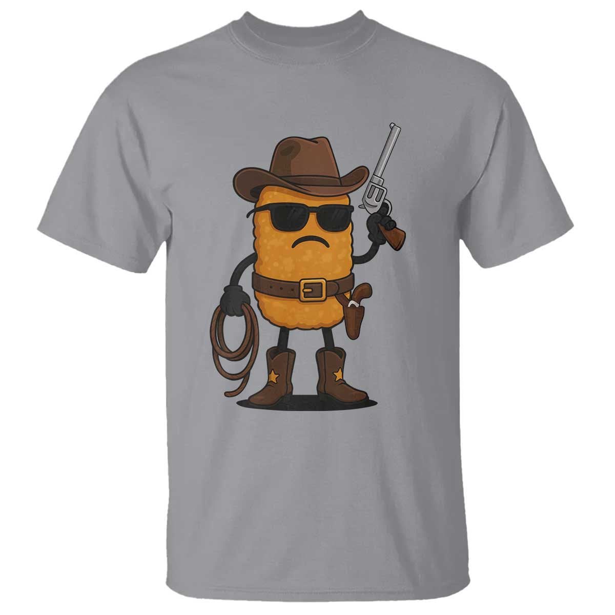 Cowboy Chicken Nugget T Shirt Funny Food Gift TS12 Sport Gray Print Your Wear