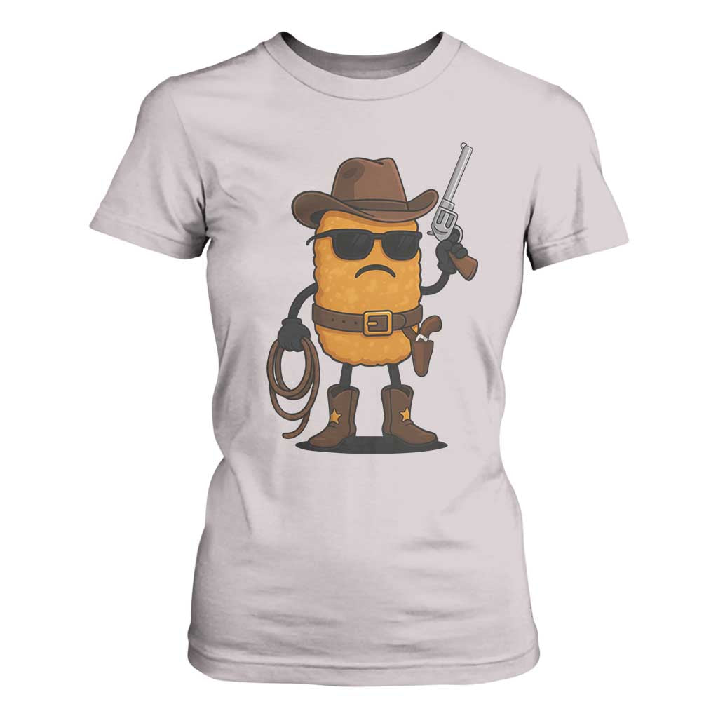 Cowboy Chicken Nugget T Shirt For Women Funny Food Gift TS12 Ice Gray Print Your Wear