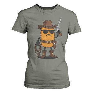 Cowboy Chicken Nugget T Shirt For Women Funny Food Gift TS12 Military Green Print Your Wear